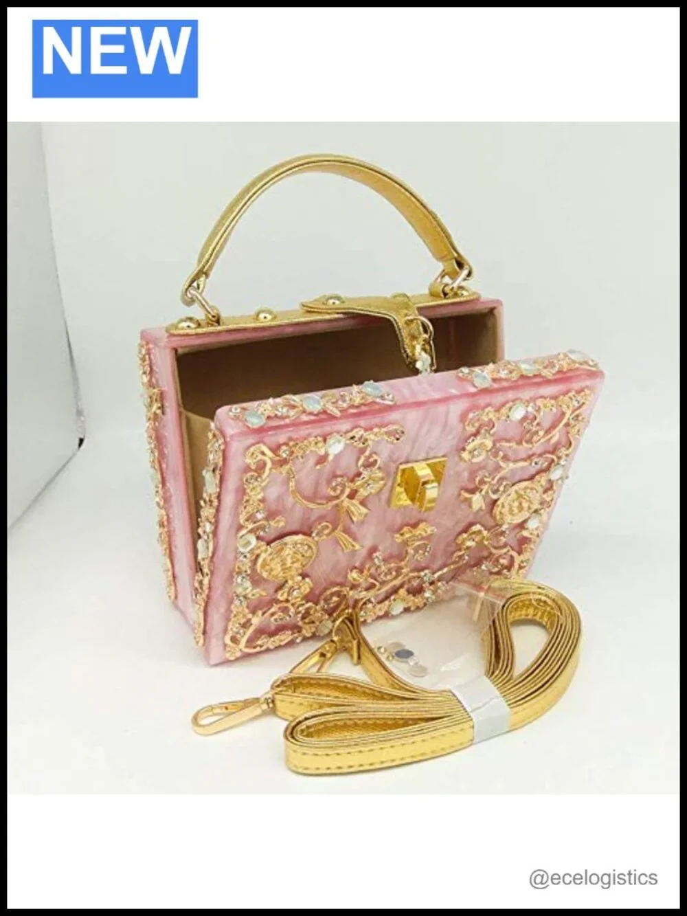 Acrylic Rhinestone Crystal Flower Crossbody Shoulder Bag